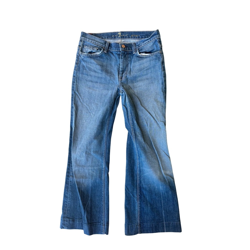 7 For All Mankind Ginger Wide Leg Jeans Blue Denim Trouser Size 28